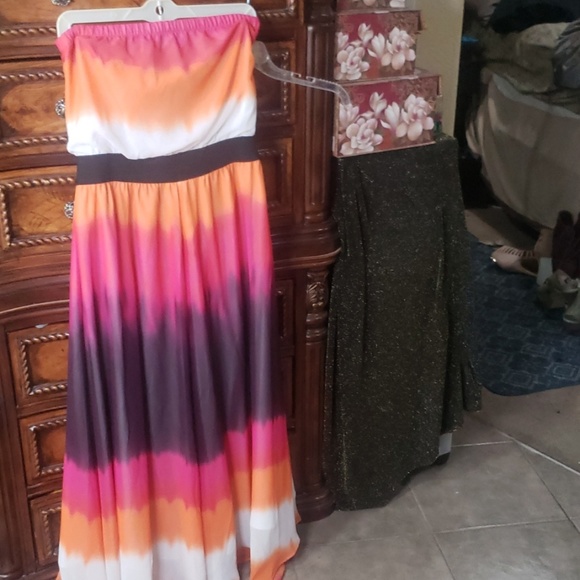 Express Orange Pink Tie Dye strapless Handkerchief - Picture 2 of 6